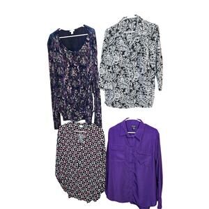 Women's Large 12 14 Tops Shirts Blouses Sweaters Wholesale Bulk Lot of 4 L